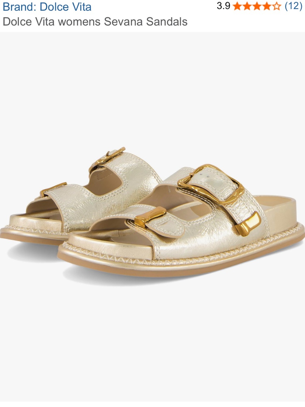 Dolce Vita Women's Metallic Gold Double-Buckle Slide Sandals
